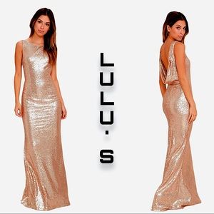 Lulu’s Matte Rose Gold Sequins Maxi gown